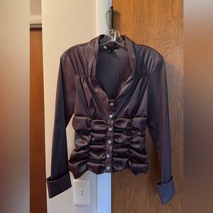 JS Boutique Deep Purple Ruched Blouse